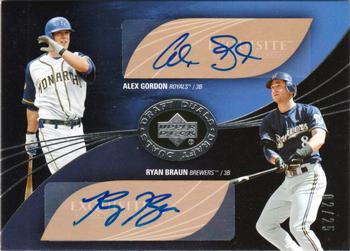 2007 Upper Deck Exquisite Collection Rookie Signatures - Draft Duals Autographs #GB Alex Gordon / Ryan Braun Front