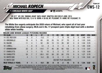 2020 Topps Chicago White Sox #CWS-12 Michael Kopech Back