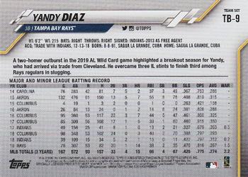 2020 Topps Tampa Bay Rays #TB-9 Yandy Diaz Back