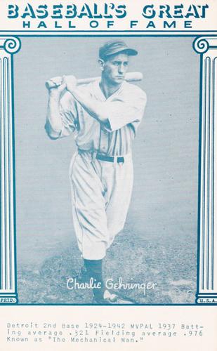 1977 Baseball's Great Hall of Fame Exhibits - Blue #NNO Charlie Gehringer Front