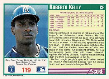 1991 Score - Promos #119 Roberto Kelly Back