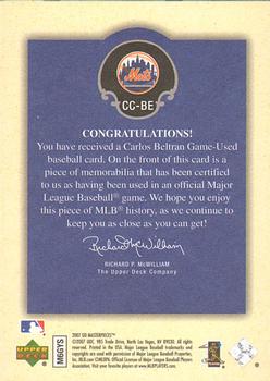 2007 Upper Deck Masterpieces - Captured on Canvas #CC-BE Carlos Beltran Back