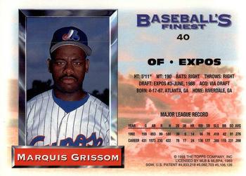 1993 Finest #40 Marquis Grissom Back