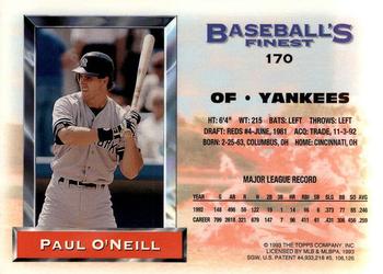 1993 Finest #170 Paul O'Neill Back