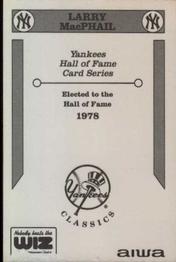 1992 The Wiz New York Yankees Hall of Famers #NNO Larry MacPhail Back