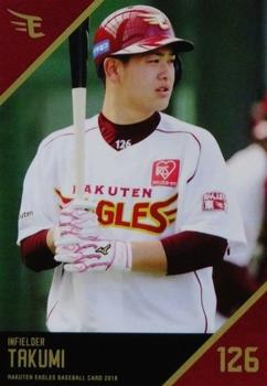 2018 Tohoku Rakuten Golden Eagles Team Issue 1st Version #57 Takumi Deguchi Front