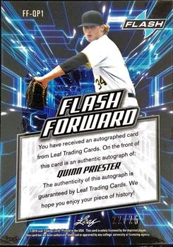 2019 Leaf Flash - Flash Forward Autographs Purple #FF-QP1 Quinn Priester Back