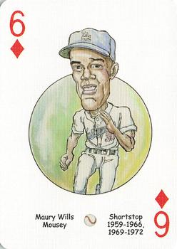 2005 Hero Decks Los Angeles & Brooklyn Dodgers Baseball Heroes Playing Cards #6♦ Maury Wills Front