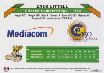 2015 Grandstand Clinton LumberKings Update 1 #NNO Zack Littell Back