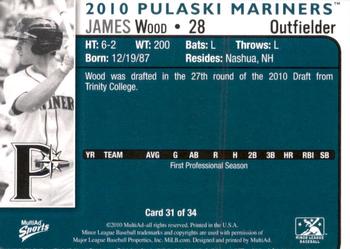 2010 MultiAd Pulaski Mariners #31 James Wood Back