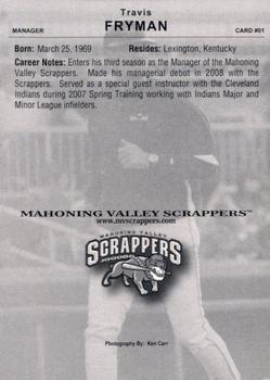 2010 Choice Mahoning Valley Scrappers #01 Travis Fryman Back