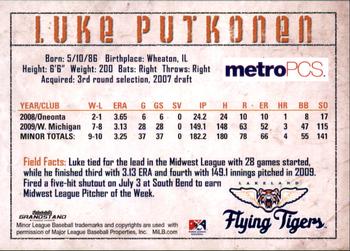 2010 Grandstand Lakeland Flying Tigers #NNO Luke Putkonen Back