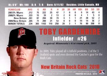 2010 Grandstand New Britain Rock Cats #NNO Toby Gardenhire Back
