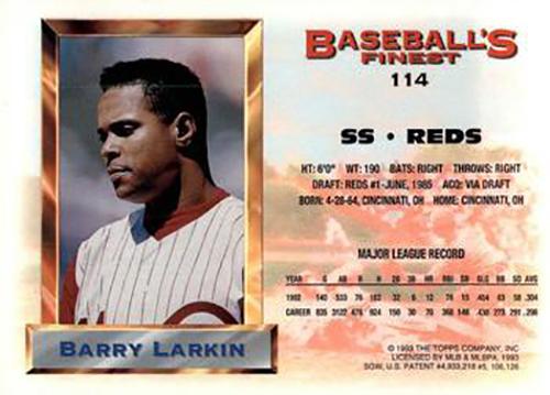 1993 Finest - All-Stars Jumbo #114 Barry Larkin Back