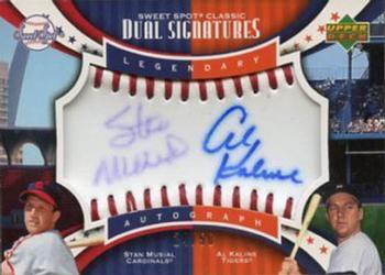 2007 Upper Deck Sweet Spot Classic - Dual Signatures Red Stitch Blue Ink #SPDS-MK Stan Musial / Al Kaline Front