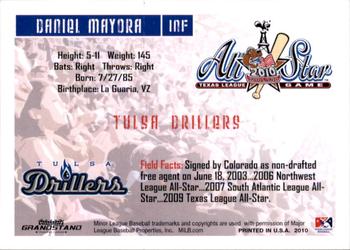 2010 Grandstand Texas League All-Stars North Division #NNO Daniel Mayora Back