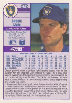 1989 Score - Promos #272 Chuck Crim Back