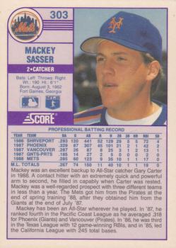 1989 Score - Promos #303 Mackey Sasser Back