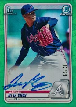 2020 Bowman - Chrome Prospect Autographs Green Refractor #CPA-JDC Jasseel De La Cruz Front