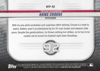 2020 Bowman - Chrome Bowman Scouts Top 100 #BTP-92 Hans Crouse Back