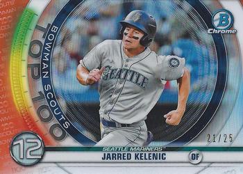 2020 Bowman - Chrome Bowman Scouts Top 100 Orange Refractor #BTP-12 Jarred Kelenic Front