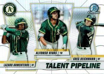 2020 Bowman - Chrome Talent Pipeline #TP-OAK Alfonso Rivas / Greg Deichmann / Lazaro Armenteros Front