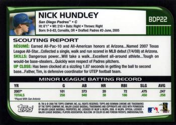 2008 Bowman Draft Picks & Prospects - Chrome #BDP22 Nick Hundley Back