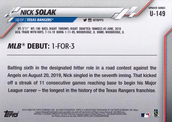 2020 Topps Update #U-149 Nick Solak Back