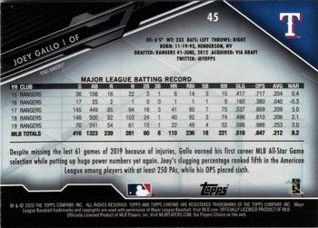 2020 Topps Chrome Black #45 Joey Gallo Back