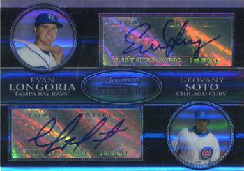 2008 Bowman Sterling - Dual Autographs Black Refractors #DA-LS Evan Longoria / Geovany Soto Front