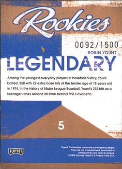 2008 Playoff Contenders - Legendary Rookies #5 Robin Yount Back