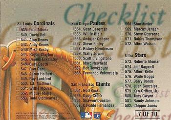 1996 Ultra - Checklists (Series Two) Gold Medallion #7 Ryan Klesko Back