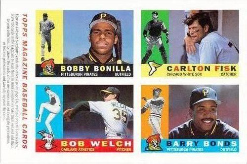 1991 Topps Magazine - Uncut Sheets #41-44 Bobby Bonilla / Carlton Fisk / Bob Welch / Barry Bonds Front