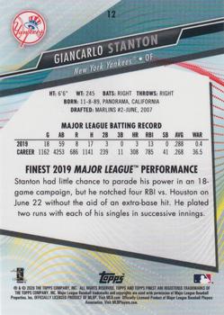 2020 Finest - Blue Refractor #12 Giancarlo Stanton Back