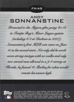 2008 Finest - Finest Moments #FM-AS Andy Sonnanstine Back