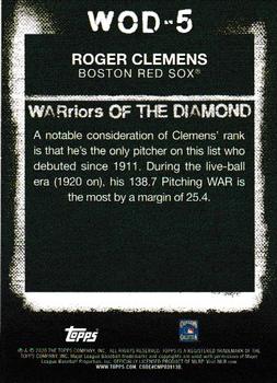 2020 Topps - WARriors of the Diamond #WOD-5 Roger Clemens Back
