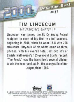 2020 Topps - Decades' Best (Series Two) #DB-88 Tim Lincecum Back