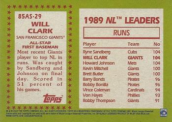 2020 Topps - 1985 Topps Baseball 35th Anniversary All-Stars #85AS-29 Will Clark Back