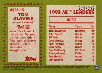 2020 Topps - 1985 Topps Baseball 35th Anniversary All-Stars Black #85AS-15 Tom Glavine Back