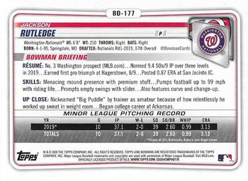 2020 Bowman Draft #BD-177 Jackson Rutledge Back