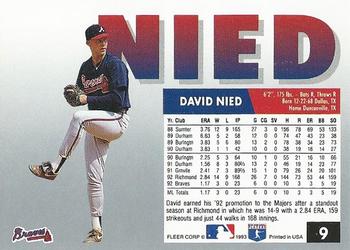 1993 Fleer #9 David Nied Back