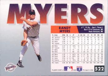 1993 Fleer #522 Randy Myers Back
