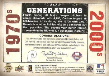 2008 SP Legendary Cuts - Generations Dual Autographs #GS-CH Steve Carlton / Cole Hamels Back