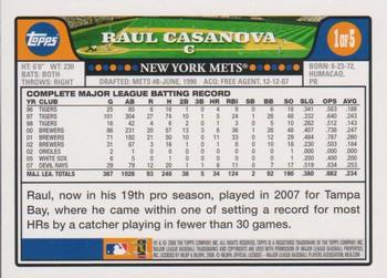 2008 Topps - New York Mets #1 Raul Casanova Back