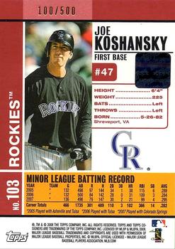 2008 Topps Co-Signers - Silver Red #103 Joe Koshansky Back