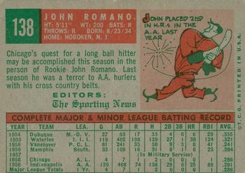 2008 Topps Heritage - 50th Anniversary Buybacks #138 John Romano Back