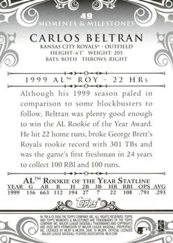 2008 Topps Moments & Milestones - Black #49-19 Carlos Beltran Back