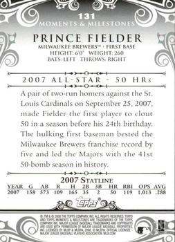 2008 Topps Moments & Milestones - Black #131-38 Prince Fielder Back