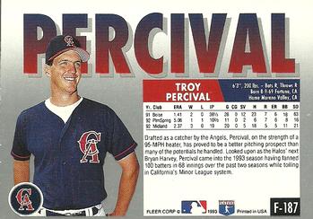 1993 Fleer Final Edition #F-187 Troy Percival Back