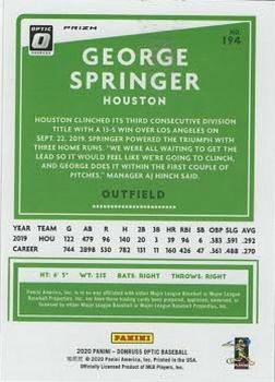 2020 Donruss Optic - Pink #194 George Springer Back